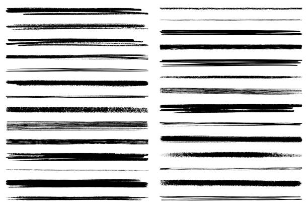 set of brush strokes - egyetlen vonal témájú stock illusztrációk