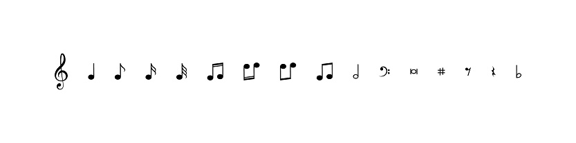 Music Notes. Vector Musical Notes Icons collection. Musical Elements