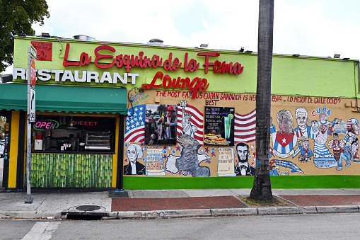 Miami, United States - March 5th 2024: The neighborhood of Little Havana in Miami