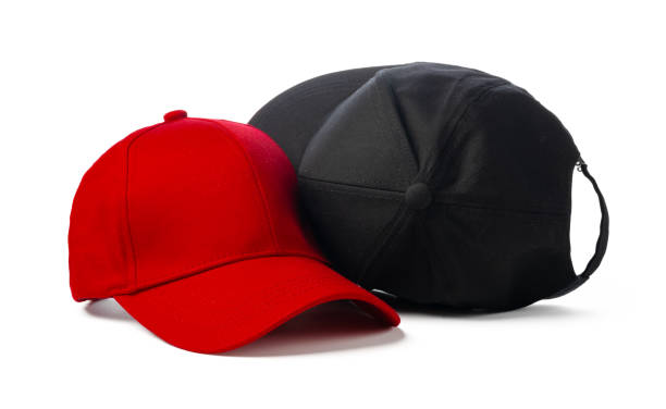 istock Black and Red Baseball Caps on White Background 2132227002