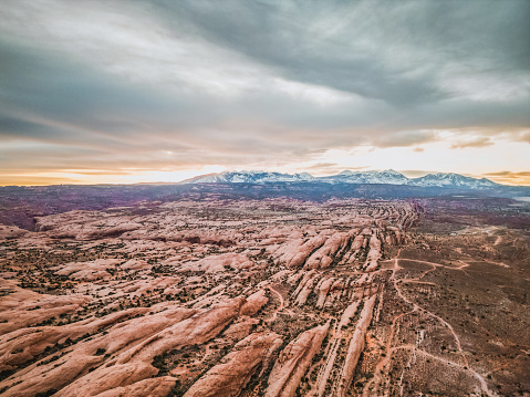 A scenic aerial view of Moab, Utah.