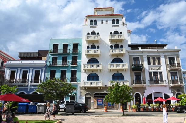 A Street Lined with Colonial Style Buildings in Old San Juan Puerto Rico