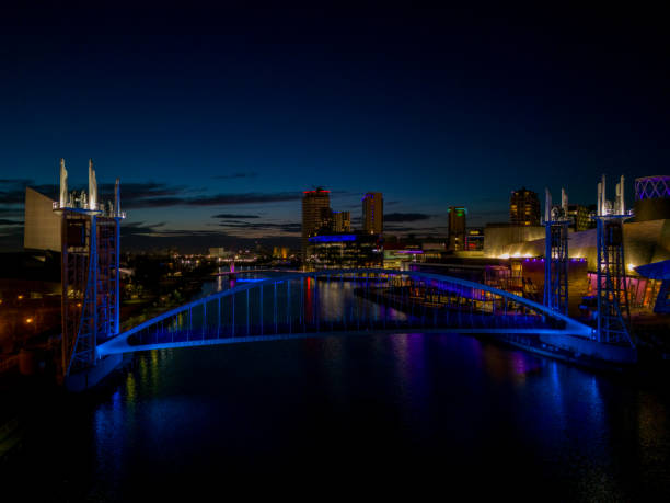 istock The Millennium Bridge Illuminated in Blue 2132242351