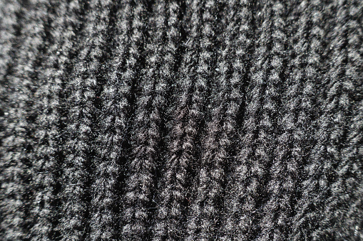 Close up of black acrylic rib knit fabric