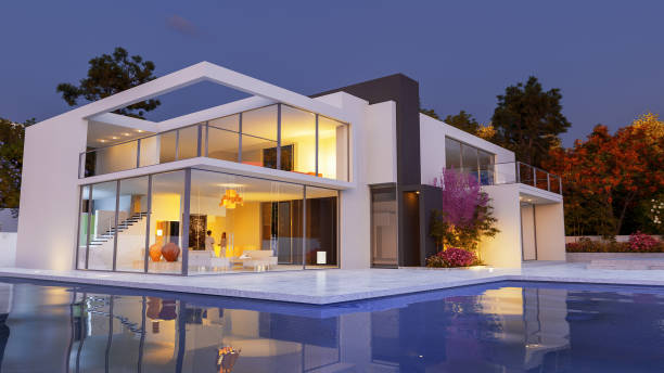istock Luxurious contemporary house with pool 2132269876