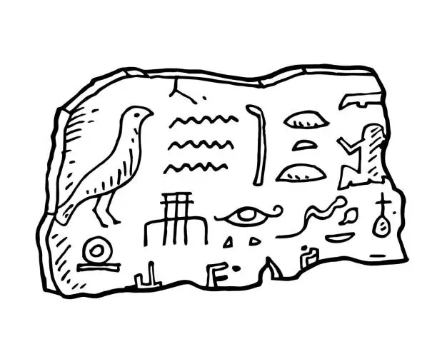 Vector illustration of Ancient egyptian tablet sketch illustration