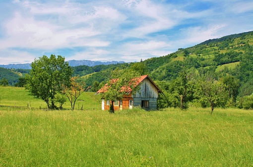 Transylvania, Romania - August 10th 2015: Houses in Transylvania countryside