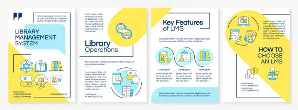 Vector illustration of Library management benefits brochure template