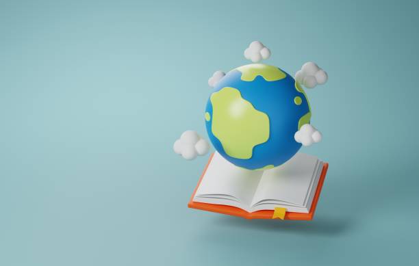istock Earth and Book for World Book Day Celebration. 3D Render 2132396909