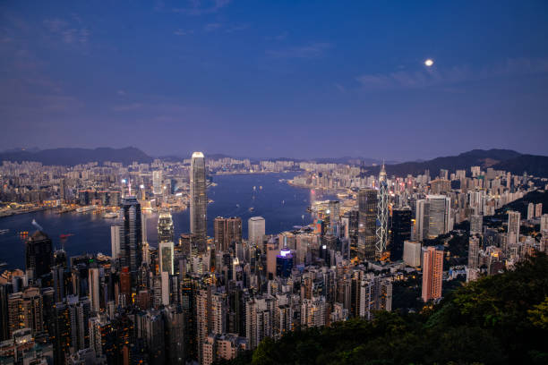 香港城市景观太平山视角