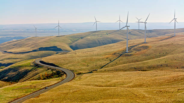 istock Windmill farm on hills 2132409877