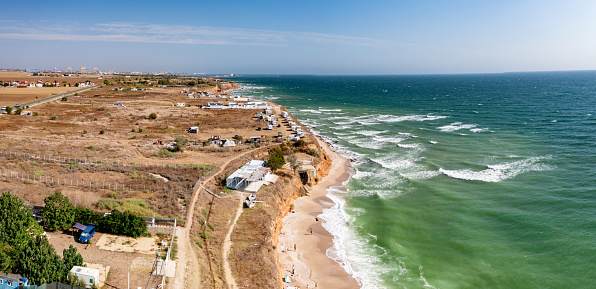 Aerial view of Vama Veche on the Black Sea in Romania