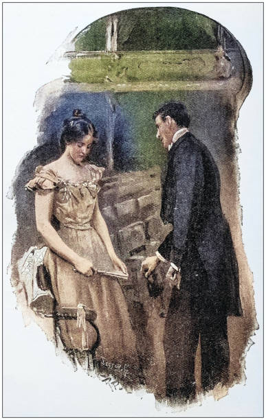 istock Antique painting illustration: Couple at theatre 2132494434