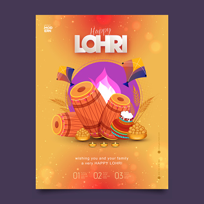 Lohri Festival Poster Design Template stock illustration