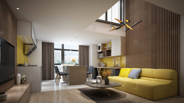 istock 3d render. Modern living room interior scene. 2132506435