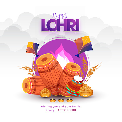 Lohri Festival Poster Design Template stock illustration