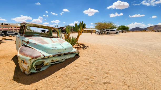 istock Abandoned car in desert in Namibia 2132524912