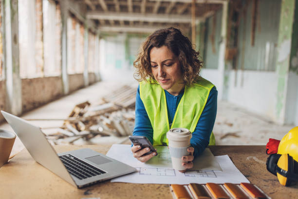 Professional woman at construction site