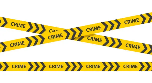 Vector illustration of Caution tape Crime scene warning set