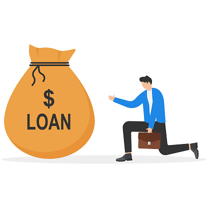 Entrepreneur soft loan to continue business in an economic crisis impacted by COVID-19 pandemic concept, tried to break businessman small business owner falling on the floor trying to get bank loan.