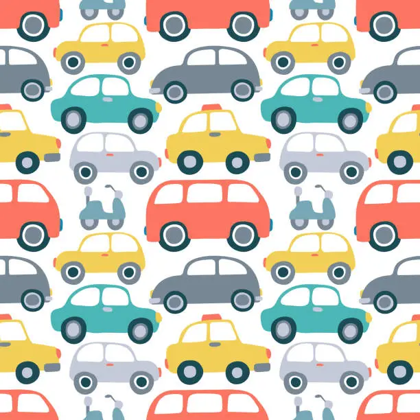 Vector illustration of cars seamless pattern