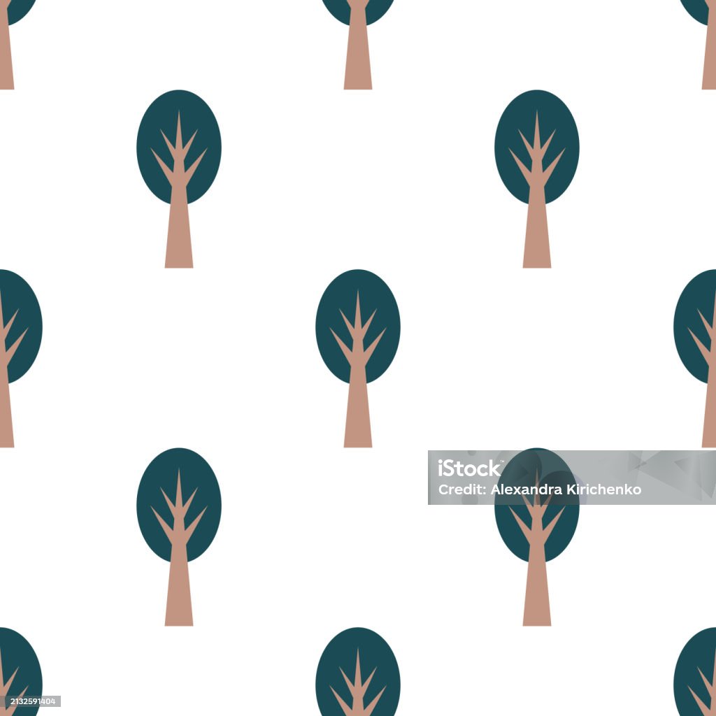 Seamless Tree Post Oak Tree Seamless Pattern Stock Illustration - Download Image Now ...