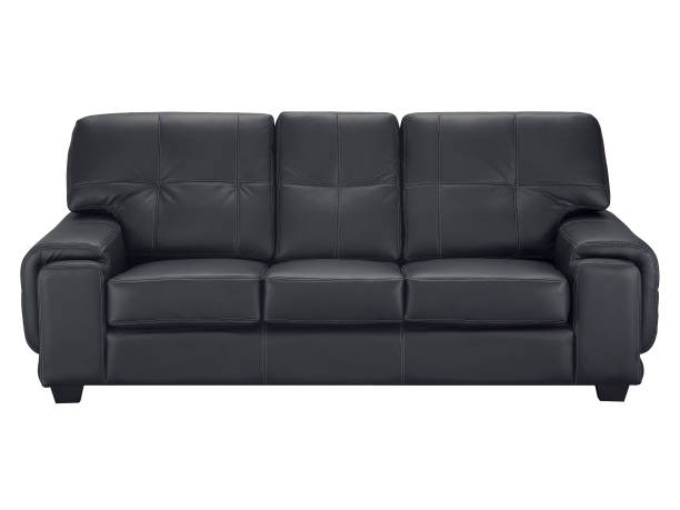 istock Stylish black leather armchair on white background 2132600316