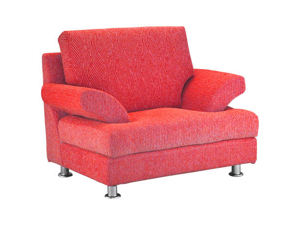 istock Contemporary red suede sofa isolated on white background 2132601936