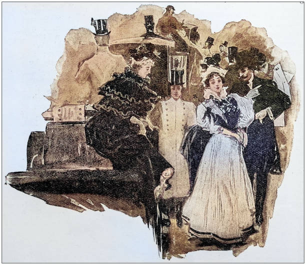 istock Antique painting illustration: Elegant people 2132604593