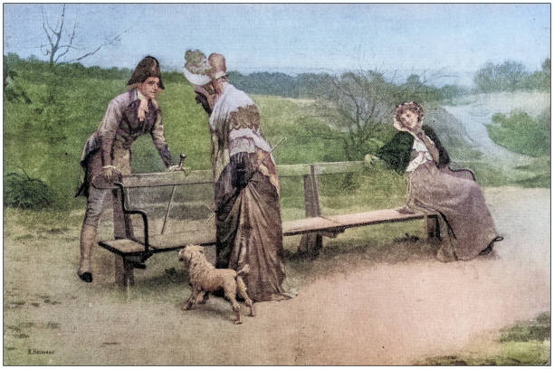 istock Antique painting illustration: People outdoor 2132610454