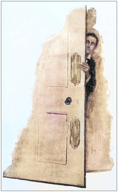 istock Antique painting illustration: Man entering room 2132618289