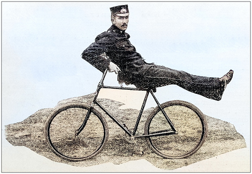 Antique photograph: Early bicycle tricks