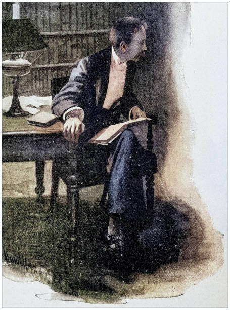 istock Antique painting illustration: Man in office 2132662168