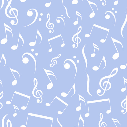 Music Notes Seamless Pattern. Flat colors. Contained in a clipping mask.