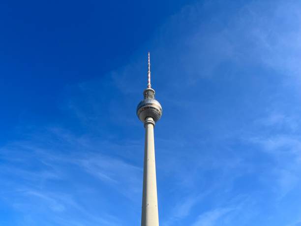 Berlin Fernsehturm with blue sky in the background, Germany
