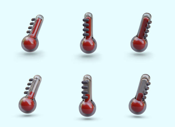 istock Glass thermometer with red filling. Device for measuring temperature in different positions 2132744935