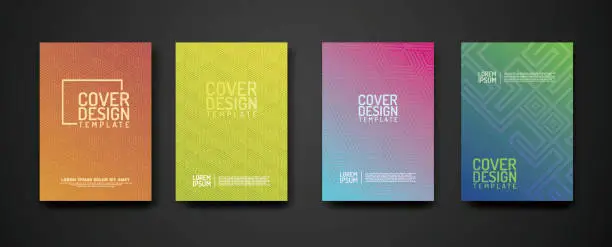 Vector illustration of set cover Design template with geometric lines textured pattern background and dynamic gradation color