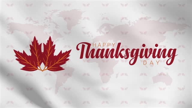 Happy thanksgiving day. Waving animation of Happy thanksgiving day and autumn leaves