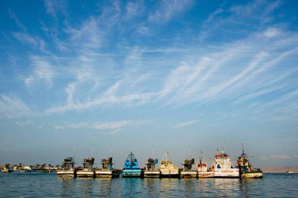 Fishing boat in Paracas national park. Peru