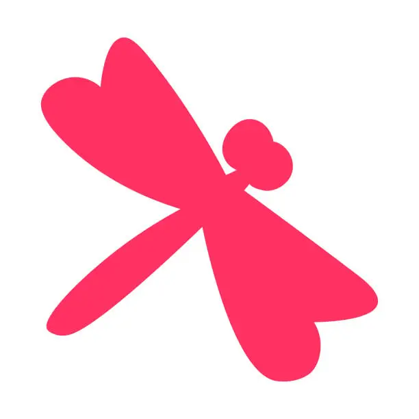 Vector illustration of Carefree Fluttering Dragonfly Silhouette Icon