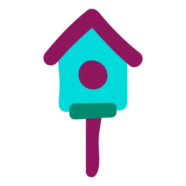 Vector illustration of Wooden House On Stick For First Spring Birds