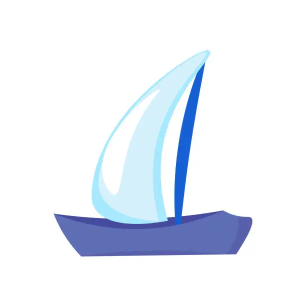 Vector illustration of Small Boat With Sail For Sea Travel