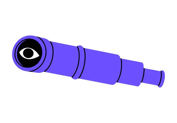 Vector illustration of Spyglass with eye flat illustration