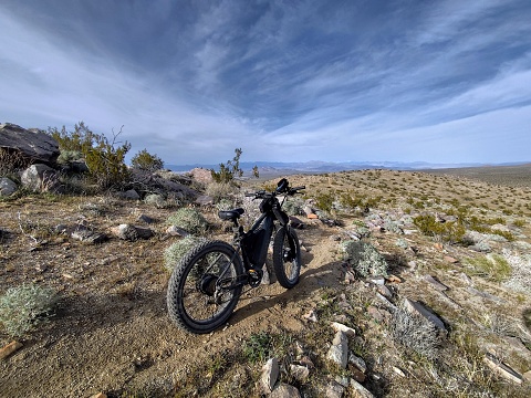 Electric bike on a backcountry trail in the California desert