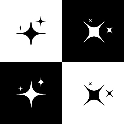 Sparkles icon set in flat style. Vector illustration.