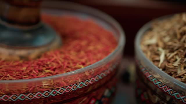 Linden Spices, Saffron And Pomegranate Flower Tea In Indian Shop