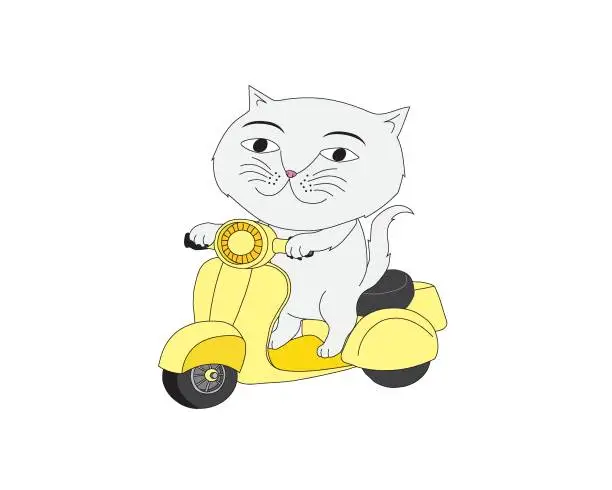 Vector illustration of Cat on a Scooter