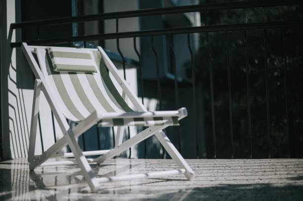 outdoor chair in balcony with sunlight