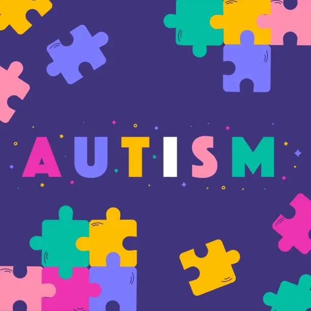 Vector illustration of Autism Banner. Card. Vector graphics