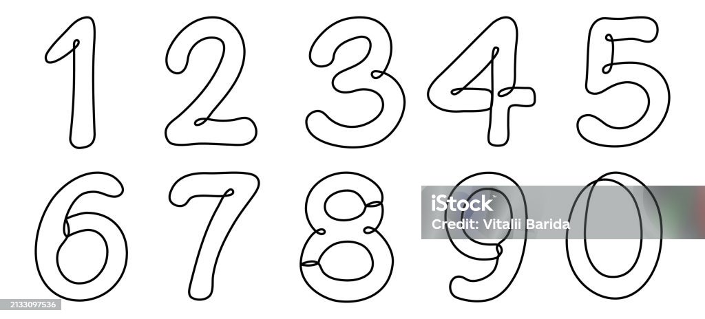Numbers Continuous Line Drawn Stock Illustration - Download Image Now ...